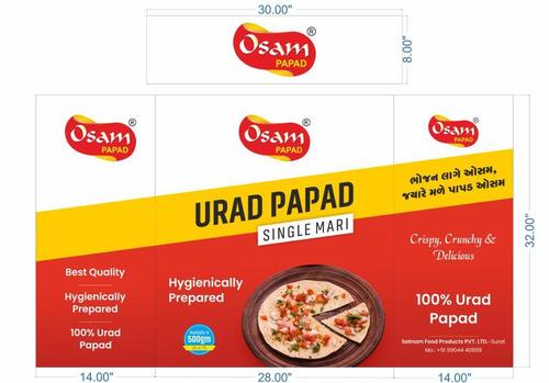 Urad Papad - 100% Urad Dal, 38x18 cm, Round Shape | Crispy, Fresh, Hygienic, Tasty, Various Flavors Including Asafetida and Black Pepper
