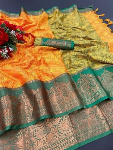 Casual Tansui Pan Yellow Silk Saree