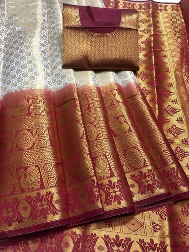 Janvi White Nylon Silk Saree