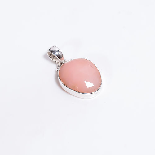 Pink Opal Rose Cut Gemstone 925 Sterling Silver Pendant women fashion jewelry