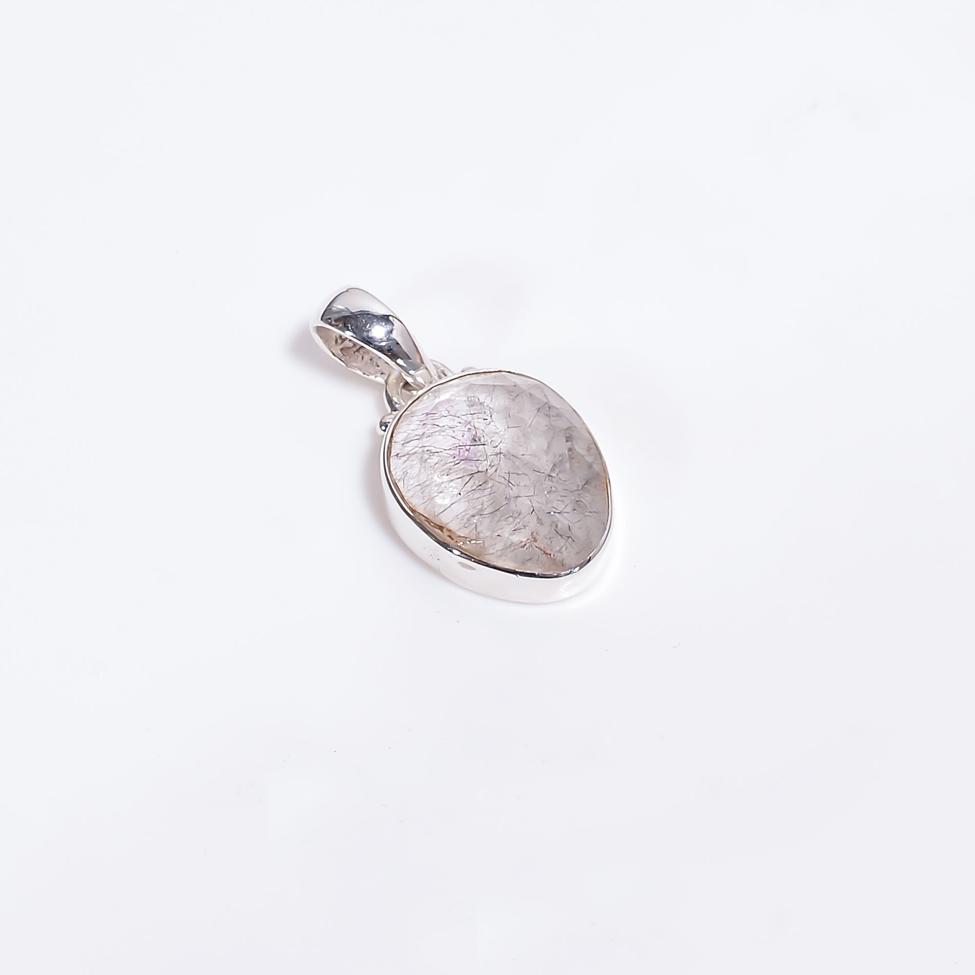 Pink Opal Rose Cut Gemstone 925 Sterling Silver Pendant women fashion jewelry