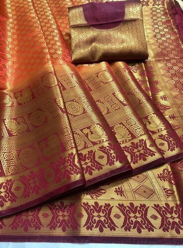 Traditional Janvi Peach Nylon Silk Saree