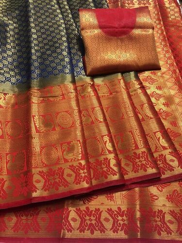 Traditional Janvi Blue Nylon Silk Saree