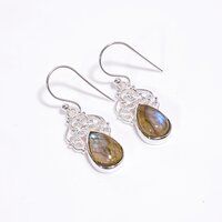 Garnet Gemstone 925 Sterling Silver Dangle Earrings Women fashion jewelry