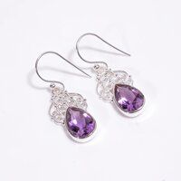 Garnet Gemstone 925 Sterling Silver Dangle Earrings Women fashion jewelry