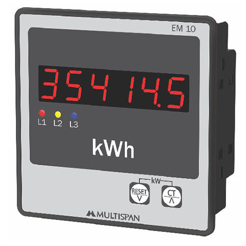 Black 96X96X43Mm Three Phase Energy And Power Meter