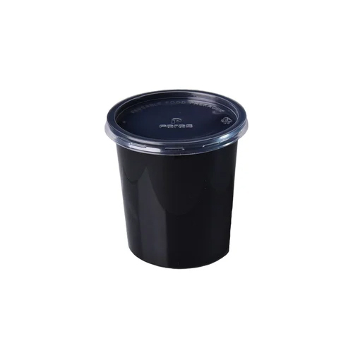 Black Round Plastic Packaging Container