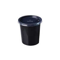 Black Round Plastic Packaging Container - Plastic Material, 16 Oz Size, Matte Black Color | Eco-friendly, Food Container, Nontoxic