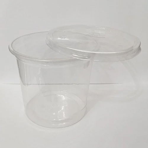 Transparent Pet Hinged Round Box 1000 CC