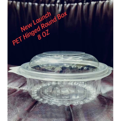 Transparent Pet Hinged Round Box 8 OZ