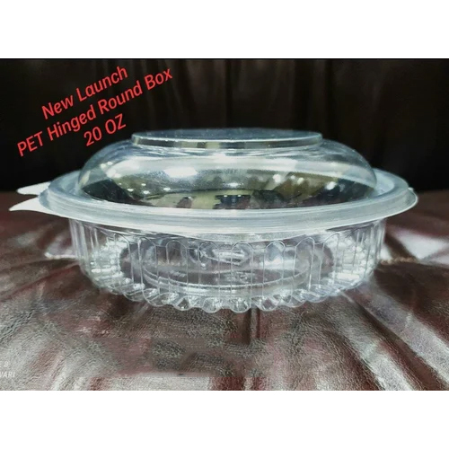 Transparent Pet Hinged Round Box 20 OZ