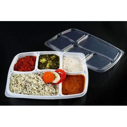 White 5 Cp Spill Proof Meal Tray With Lid