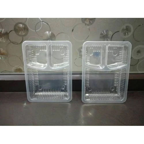 White 3 Compartment Meal Packaging Tray