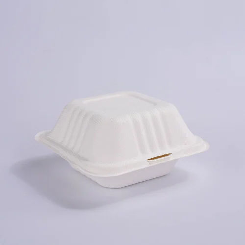 White Bagasse Clamshell Box