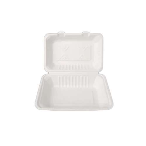 White Bagasse Clamshell Box