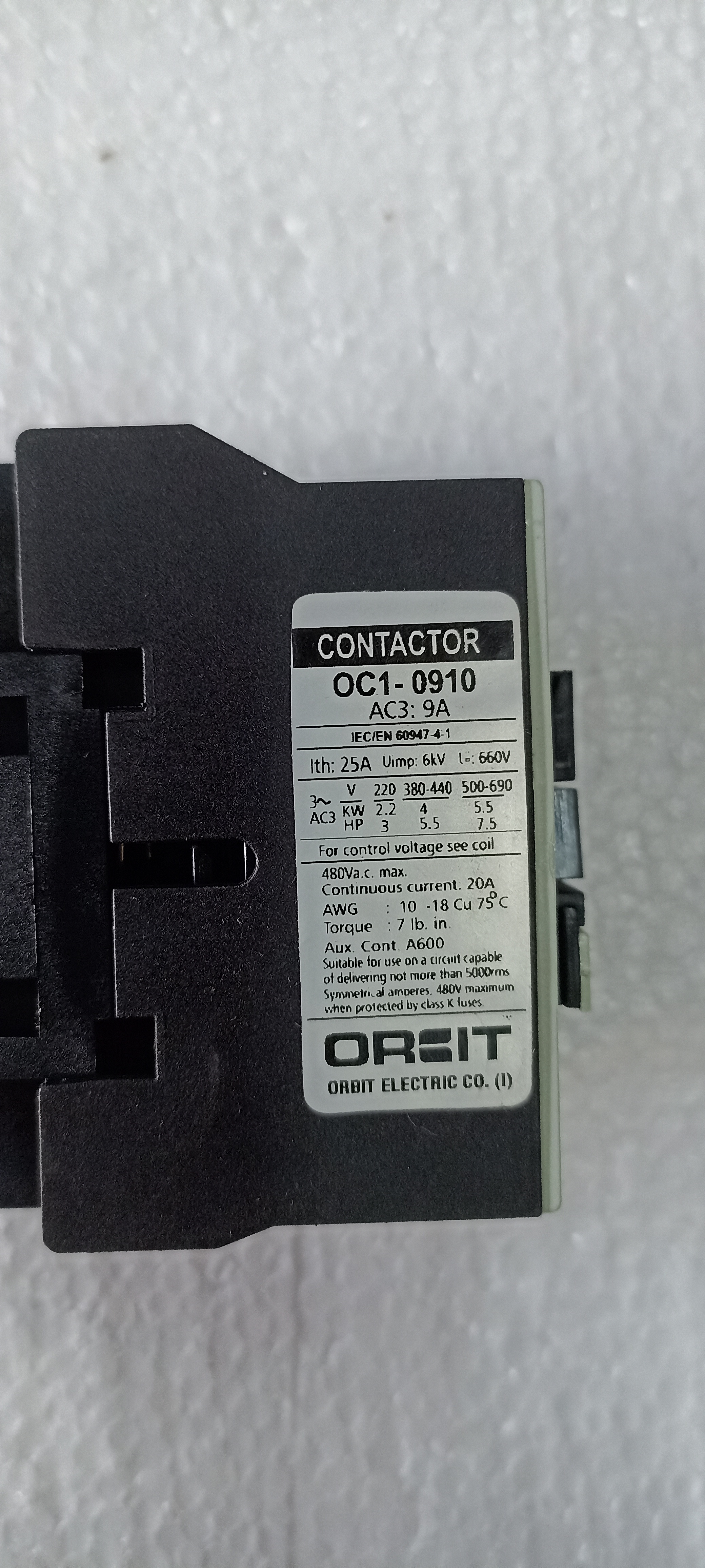 ORBIT 9A CONTACTOR
