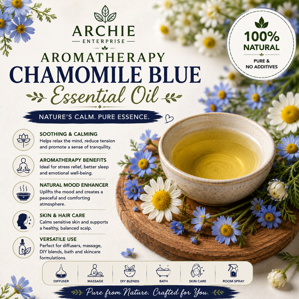 Mganna Natural And Pure Chamomile Blue Essential Oils For Aromatherapy And Cosmetics Ingredients: Herbal Extract