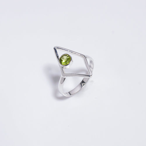 Peridot Faceted Gemstone 925 Sterling Silver Ring women fashion Jewelry