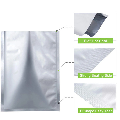 16 x 20 Inch Plain Glossy Aluminium Foil vacuum bag Packaging pharma chemicals food and other application with 3 side sealed