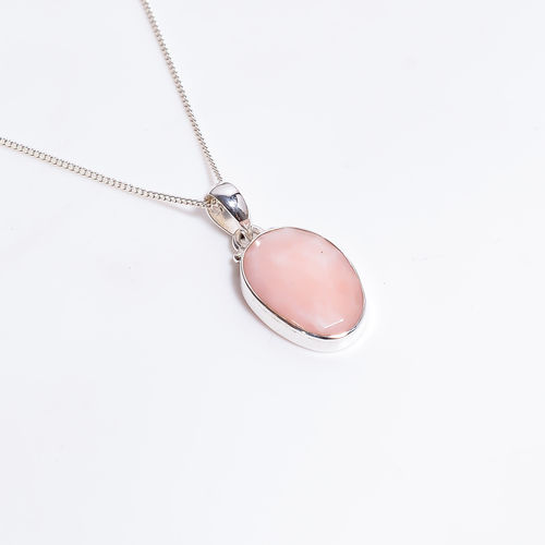 Natural Pink opal Necklaces solid 925 Silver wholesale Jewelry Handmade silver Necklaces for Girls