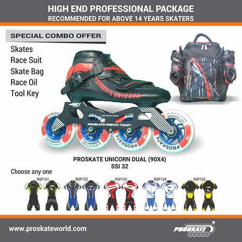 PROSKATE UNICORN DUAL 90X4 INLINE SKATE SSI 32