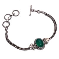 Green Onyx Gemstone 925 Sterling Silver Bracelet women fashion jewelry