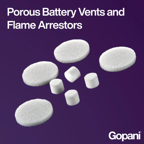 Porous Battery Vents and Flame Arrestors