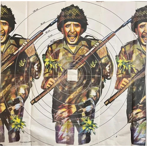 Target Paper 4x4 Combat - Paper Material, 120X120 Dimensions, Combat Color, Square Shape | Suitable for Shooting Sports, Stable on Wooden Frame, Bundle Packaging