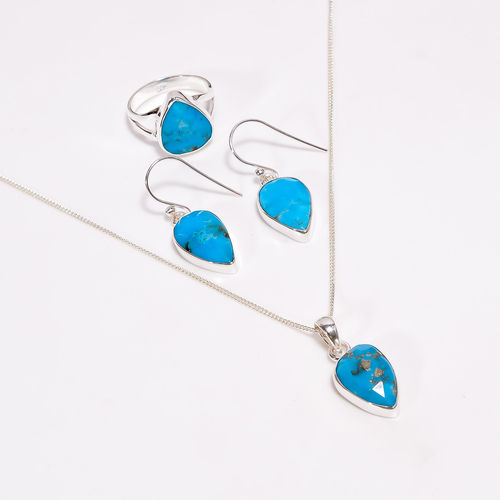 Arizona Turquoise Gemstone 925 Sterling Silver Jewelry Set women fashion Jewelry