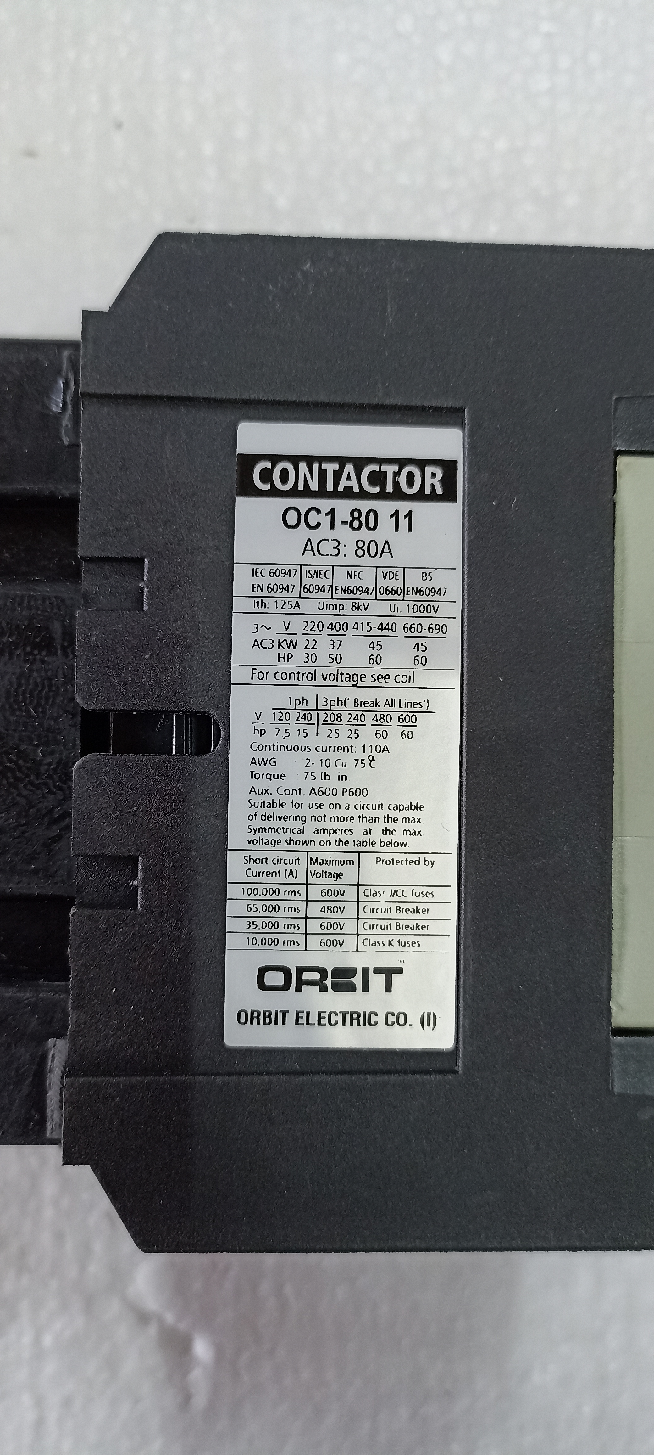 ORBIT 80A CONTACTOR