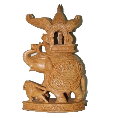 Painted Wooden Special Carving Ambabari Elephant Statue