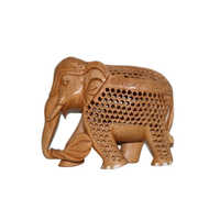 Wooden Trunk Down Elephant Statue