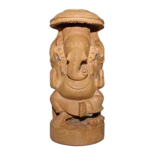 Eco-friendly Wooden Chattri Ganesha Statue