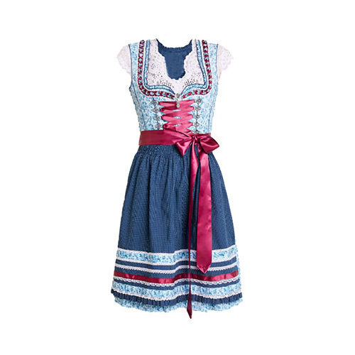 Blue-white Women Casual Dirndl Dress