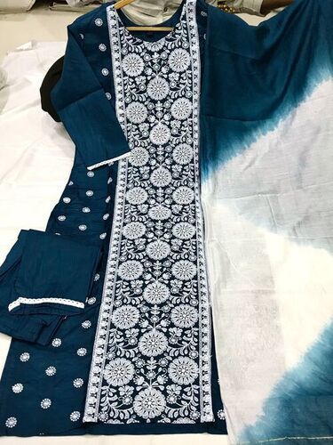 Washable Sun Flower Blue South Silk Kurti