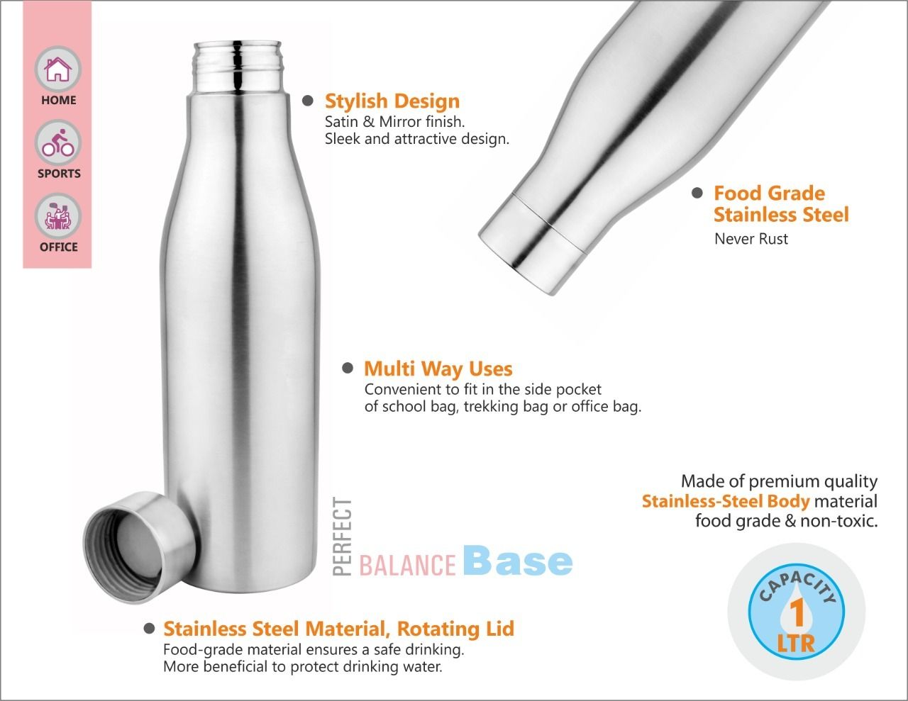 Light Weight Stainless Steel Bottle AQUENCH