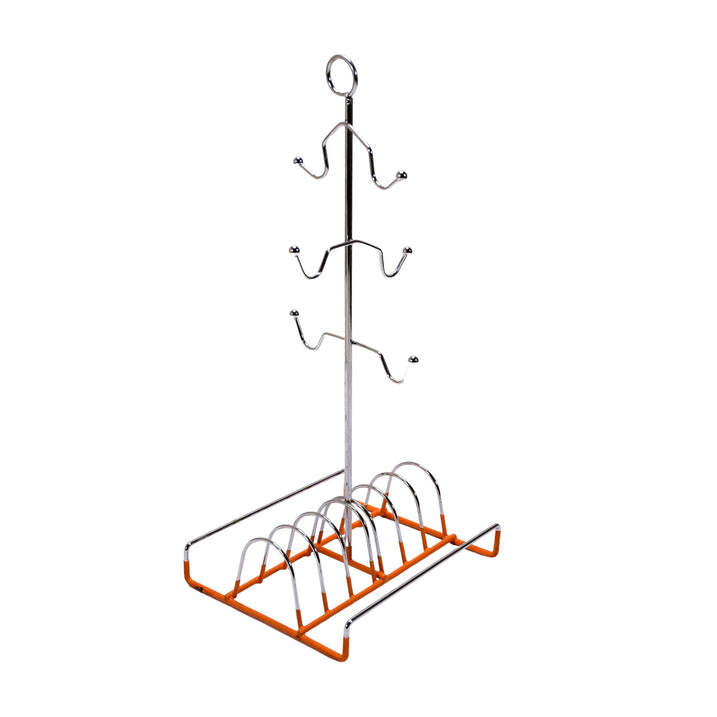 SPACE SAVING WROUGHT IRON CUP AND PLATE HOLDER