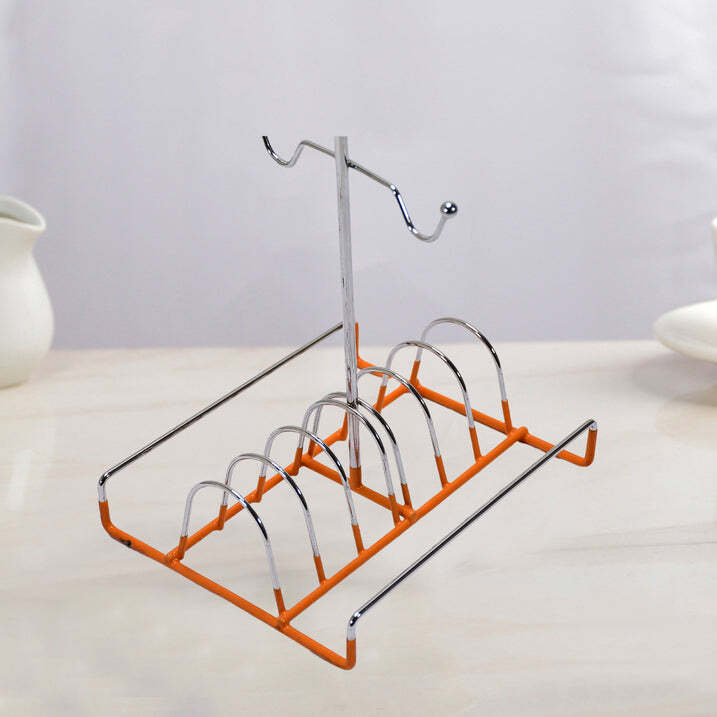 SPACE SAVING WROUGHT IRON CUP AND PLATE HOLDER