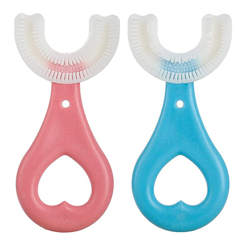 U Shaped Blue Red Brush - Plastic Material | Designed for Infants & Babies, Perfect for Personal Use and Gentle Cleaning