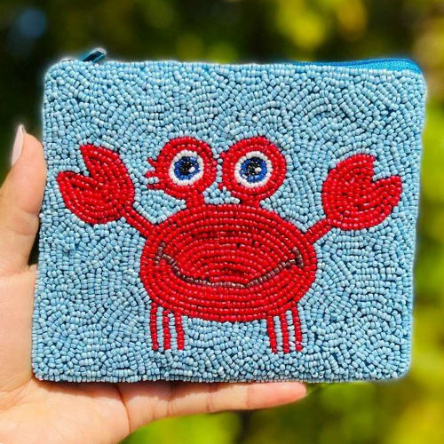 Inch Beaded Crab Design Coin Purse