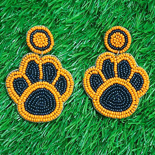 Hand Beaded Paw Earring