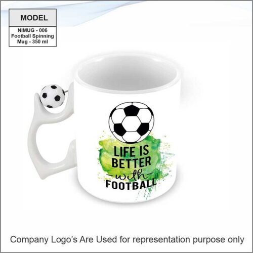 Football Spinning Ceramic Mug  White
