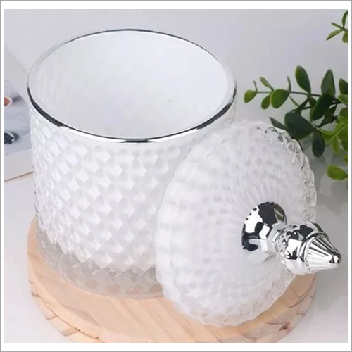 Diamond Candle Jar - Glass 4x4 Inches Height 4 Inches | Polished Finish Modern Arts Style Ideal for Arts and Crafts Birthday Gift Ceremony or Party Decoration