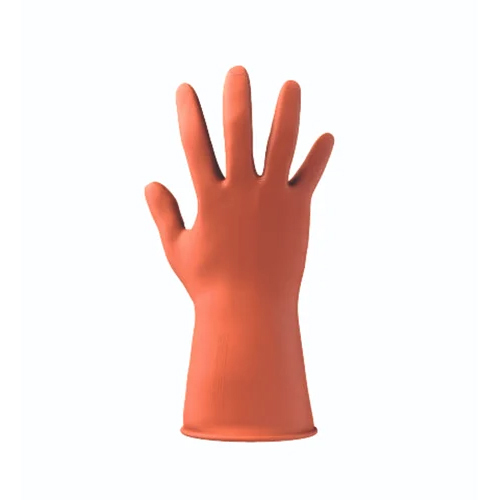 Washable Industrial Orange Rubber Hand Gloves