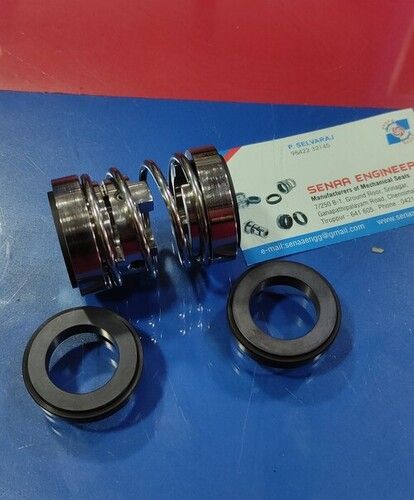 22mm Double Mechanical Seal - Carbon and Ceramic Faces, 12-90mm Size, Silver Color, 10 Bar Pressure, 20-120Â°C Temperature, Bellow Seal Style