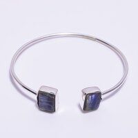 Amethyst Raw Gemstone 925 Sterling Silver Adjustable Bangle Wholesale jewelry supplier