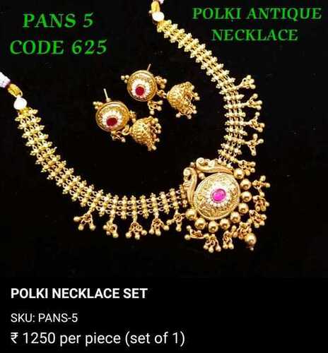 GOLD POLISH POLKI NECKLACE SET