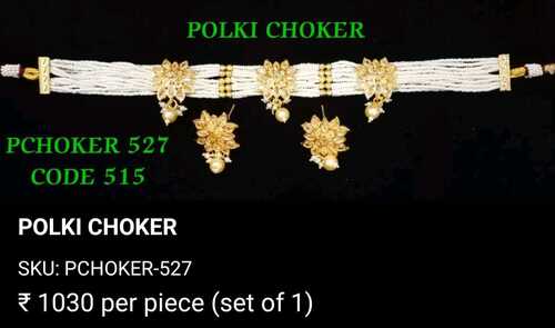 FLOWER STYLE POLKI CHOKER SET