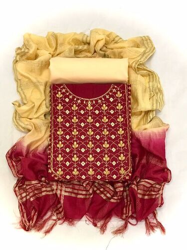 Viva Maroon Slub Cotton Dress Material