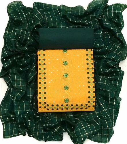 Pushpa Yellow Slub Cotton Dress Material